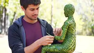    🌿Dhruv Rathee makeing grass weaving#NatureArt #Weaving #Creative #DIY #Sculpture #Satisfying