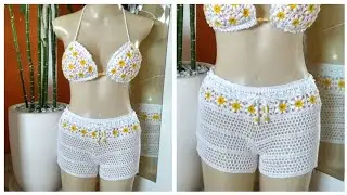 Short de Croch&ecirc; Margarida♡ By Vanessa Silva