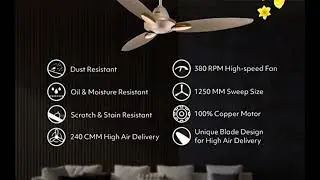 Best offer Usha Bloom Daffodil Goodbye Dust Ceiling Fan 1250mm, Sparkle Golden and Brown