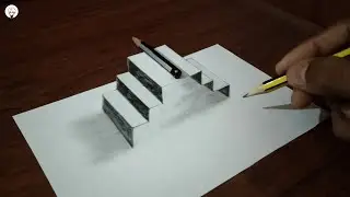 How To Draw A 3D Steps on Paper || Easy 3d step drawing paper for beginners || Simple 3d Trick Art