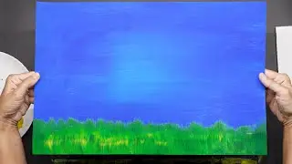 Beginner Painting Lesson | Add Grass to a Blue Sky Background 🌱🎨