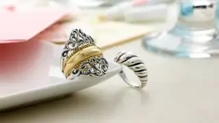Carolyn Pollack Sterling & Brass Signature Design Ring Set on QVC
