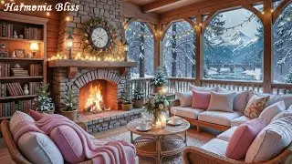 Cozy Winter Cabin Ambience ❄️ Warm Piano Music & Crackling Fireplace to Relax, Study, Work