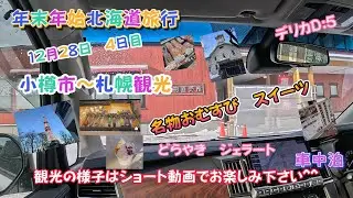 年末年始北海道旅行　12月28日　4日目　小樽市～札幌観光　移動　名物おむすび　スイーツ店　札幌鉄板観光スポット　極寒　車中泊　デリカD:5