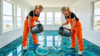 Epoxy Floor Timelapse Transformation | Creating Stunning Interior Designs (Trending Resin Floors)
