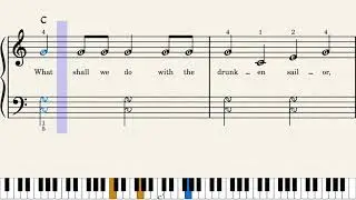 Drunken Sailor - Easy Piano Sheet Music with Letters