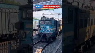 WAG-7 Locomotive Passenger Train Arriving at Station with Red Pantograph 🚄🔥 #wag7 #railway #loco