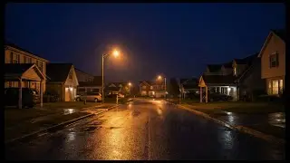 Heavy Night Rain in Peaceful Neighborhood 🌧️ Calm Sleep, White Noise & Deep Relaxation