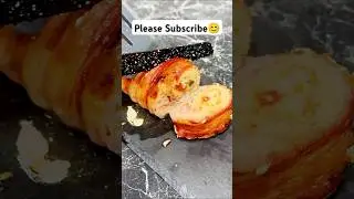 Delicious Mozzarella-Stuffed Meat Roulade Wrapped in Crispy Bacon | Easy Recipe#recipe #shorts #food