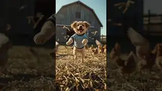 🐶 Puppy&rsquo;s Ultimate Haystack Dance! Chickens, Goat & Tractor Join the Farm Fun 🌾😂 #Shorts