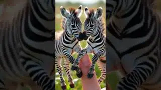 Two zebras are sitting on the fingers. SH AI VIDEO TO #shorts #youtubeshorts #funny #shortvideo
