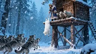 She Saved Her Sheep from a Wild Hunter Dog | Frozen Survival Story