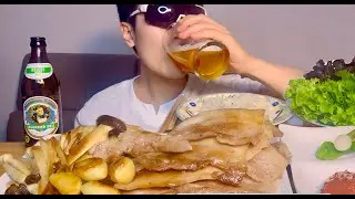 이번엔 삼겹살, 야채, 모듬버섯! 맥주는 뮌혠 아우구스티너로! Korean BBQ Pork Belly  Samgyeopsal + Augustiner Beer ASMR Mukbang