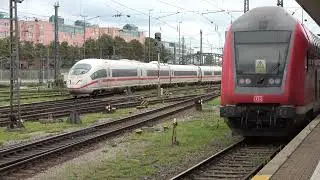 Bahnverkehr in M&uuml;nchen HBF Kamera wie bisher | Br 401 ICE 1 | Br 408 ICE 3 NEO | Br 218 | Br 111