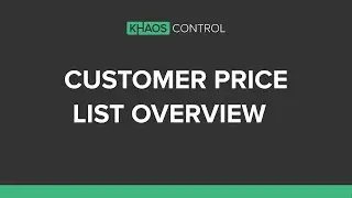 Customer Price List Overview