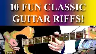 10 FUN CLASSIC GUITAR RIFFS! #classicrockguitarlessons #classicrockguitar