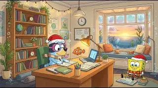 Bluey Sunset Window Study Lofi 🐠☕ Relaxed Chill Beats for Learning and Focus