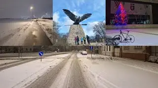 Így zártuk az évet, Turul emlékhely családi kirándulgatás, éjfélkor hóesésben bringázás