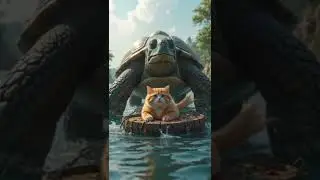 The chubby orange cat great raft adventure 🎢📍. #shorts #meow