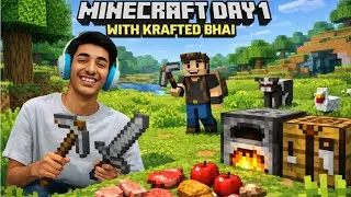 “Minecraft Day 1 With Krafted Bhai 😭 Stone Tools Aur Bhook Ka Sangharsh”