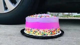 Crushing crunchy & soft things by car! - EXPERIMENT: CAKE VS CAR!