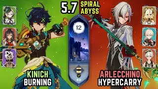 C0 Kinich Burning + C0 Arlecchino Hypercarry F2P | 5.7 Spiral Abyss Floor 12 9⭐| Genshin Impact