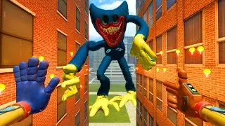 GIANT HUGGY WUGGY  FROM POPPY PLAYTIME HUNTS ME BETWEEN BUILDINGS | GARRY’S MOD
