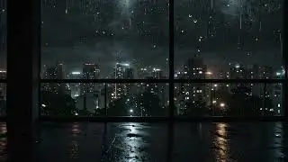 Rainy Night City View from Apartment Window  Relaxing Rain Sounds for Deep Sleep