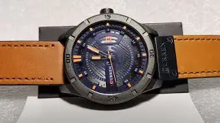 CURREN 8301 Men's Genuine Leather Band Quartz Watch- Orange | Smart Pick BD