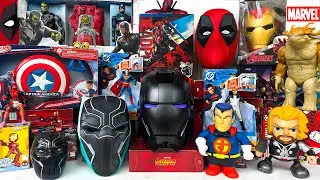 Epic Marvel and DC Superhero Toy Collection Showcase Featuring Masks, Figures, and Iconic Gear