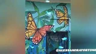 jungle street art design in Uxbridge London. jungle vibes in the city. hand painted