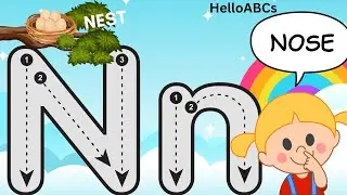 Letter N | How to Write Letter N @HelloABCs #lettern #abcwriting #learntowrite #lettersforkids #kids