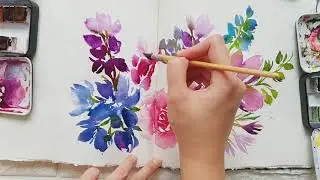 Timelapse: Painting a Watercolor Floral Spread