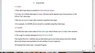 C PROGRAM FLOATING POINT DATA TYPES