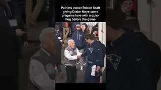 Patriots owner Robert Kraft giving Drake Maye some pregame love with a hug before the game #nfl