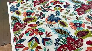 Mitzi in Regatta | Home Decor Fabric | Multicolored Floral on White  | Covington | 54