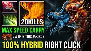 WTF 100% Hybrid Right Click Max Speed Blooothorn + Butterfly Solo Mid Carry Jakiro Dota 2