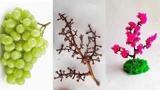 Grapes Craft | Reuse of Grapes Stem | Grapes Stem Flower Tree Craft | Best out of Waste craft Ideas