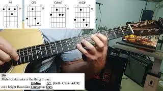 How to Play Mele Kalikimaka on Guitar with Intro Complete Lesson-  Christmas Song!