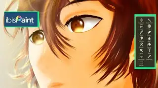 Drawing Process semirealistic Brown Hair and Golden Eyes Digital Art Timelapse