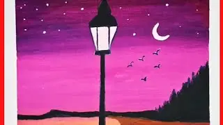 How to Paint a Dreamy Nightscape #easydrawing #drawingideas #satisfying 