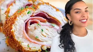 Crispy Chicken Cordon Bleu | Juicy, Ham & Cheese Chicken (Meal Prep Friendly)
