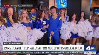 Rams cheerleaders join the NBC Sports Grill playoff pep rally