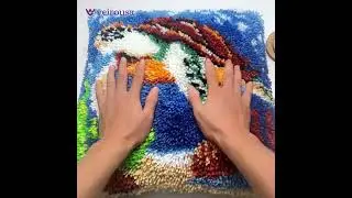 DIY Cute Sea Turtle Latch Hook Pillow Cover for Home Deocr #diy #embroidery #handmade #latchhook