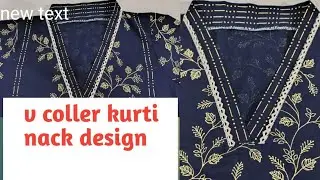 Navy Blue Kurti Neck Design | Stylish Embroidery & V-Neck Pattern | V Nack  Design |#viralvideo