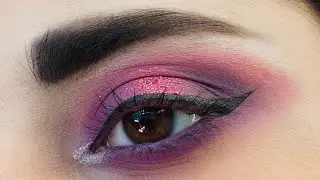 Pink & purple glitter eye look | Soft Pink & Purple Halo Eye | makeup tutorial pink eyeshadow
