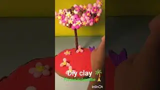 Beautiful Diy clay tree 🌴 and rabbit #diy #kidsart #clayart #youtubeshorts #kidscreativity