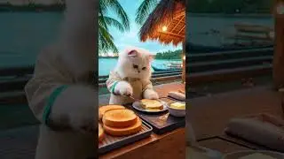 Street Food: A Persian Cat selling Smoked Salmon on Black Bread at Palm Island Lagoon