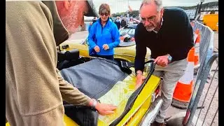 Jensen Healey folding the soft top hood
