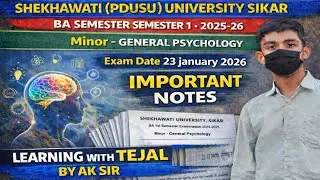 PDUSU BA Semester 1 | General Psychology Important Notes | Exam 23 Jan 2026